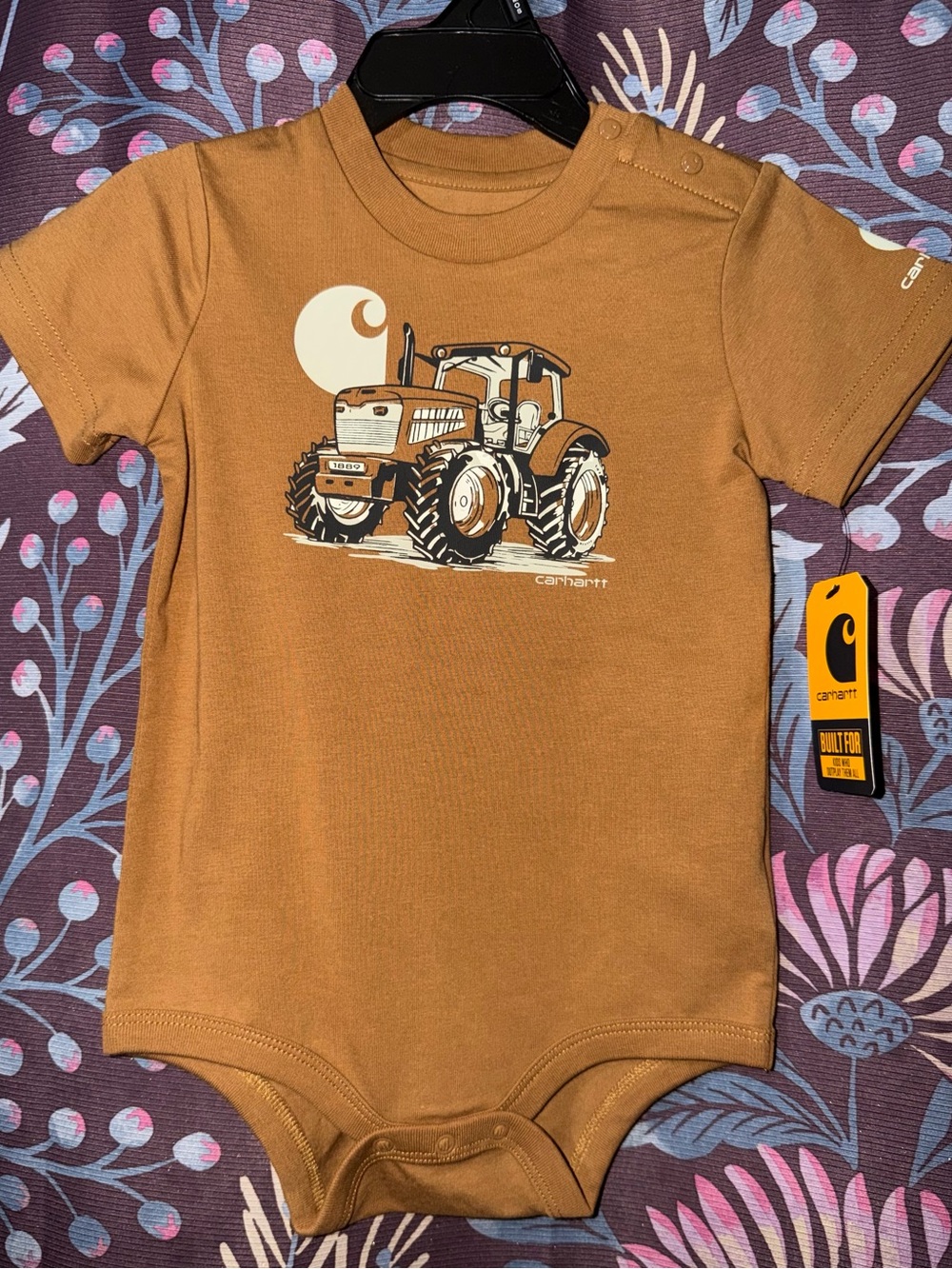Carhartt Tan/Brown Tractor Graphic Baby One-Piece Bodysuit